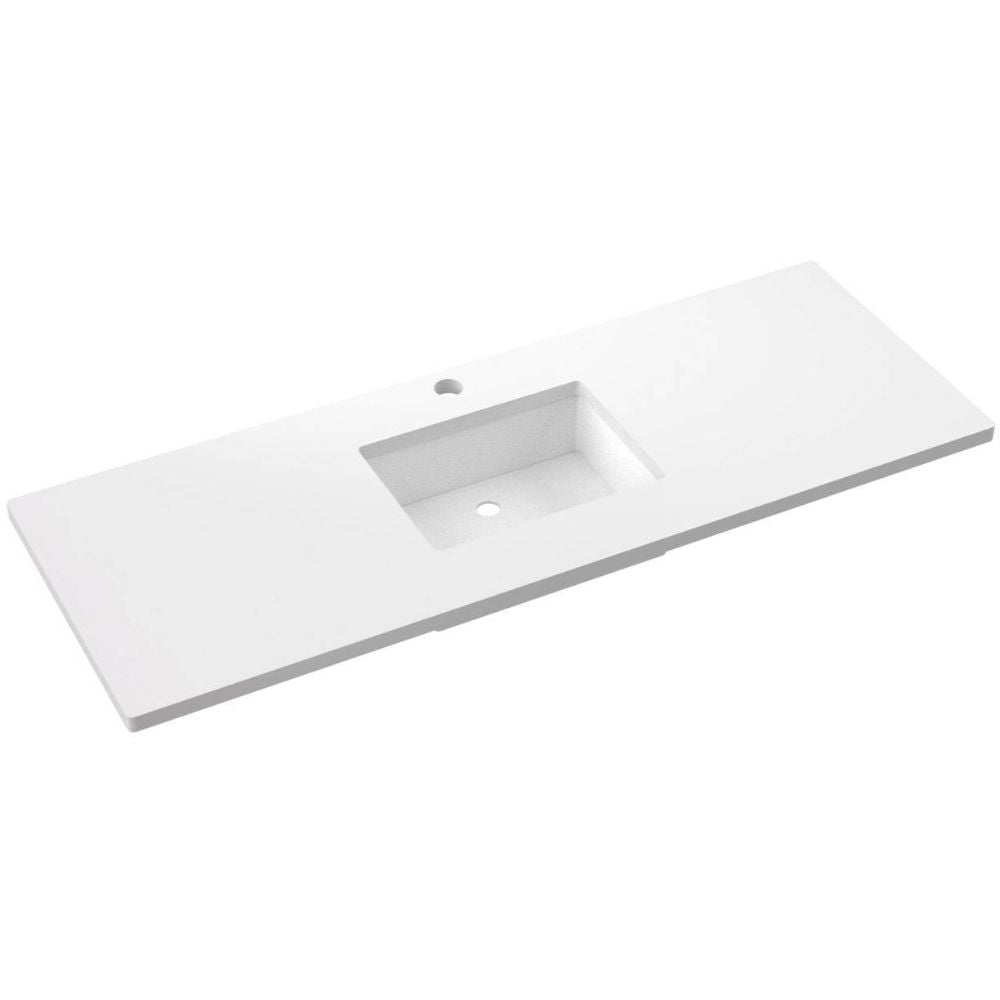 White rectangular bathroom sink on a white background