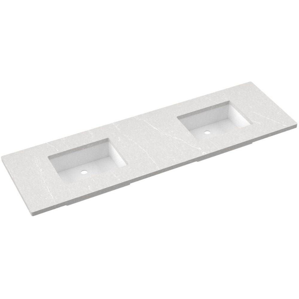White ceramic double sink on a white background
