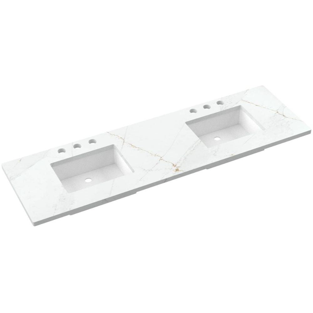 White double sink vanity on a white background