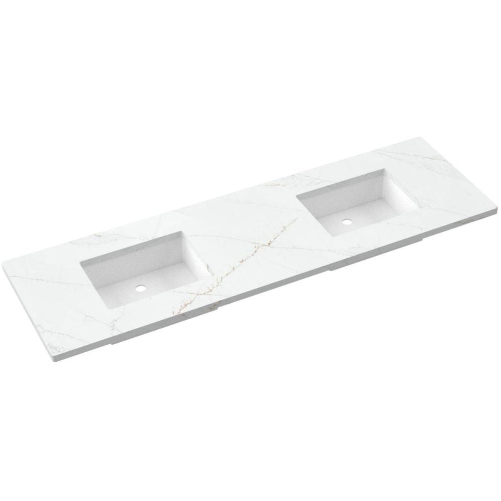 Vanderloc 73" Silestone® Quartz Vanity Top Double Rectangle Offset Sink