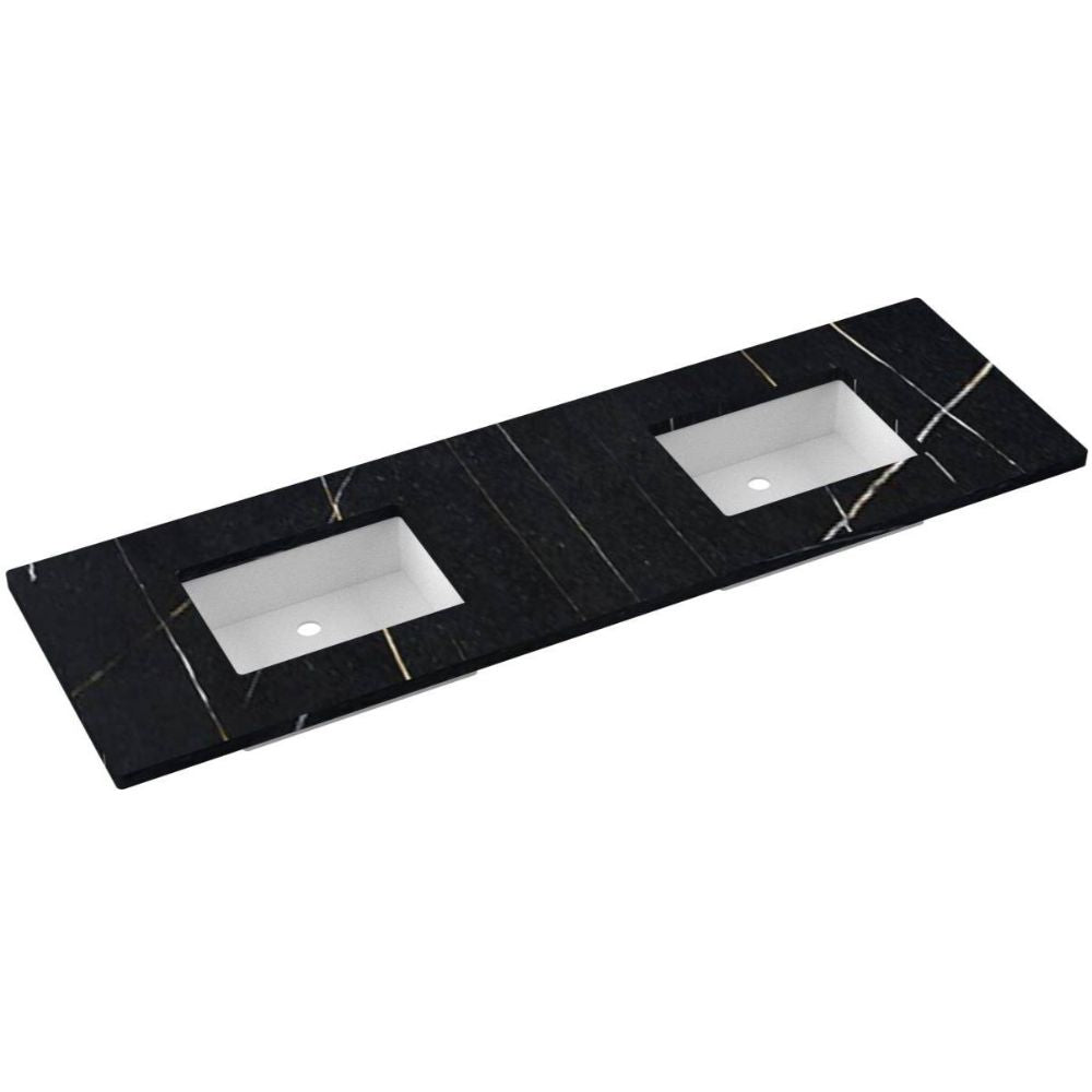 Vanderloc 73" Silestone® Quartz Vanity Top Double Rectangle Offset Sink