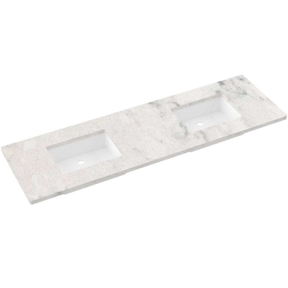 Vanderloc 73" Silestone® Quartz Vanity Top Double Rectangle Offset Sink